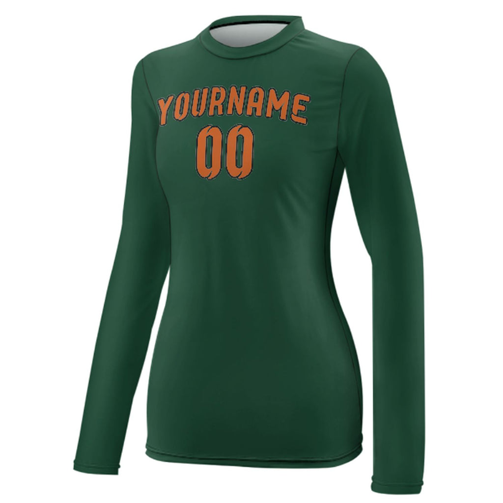 Custom Green Orange Women's Long-Sleeve Shirt