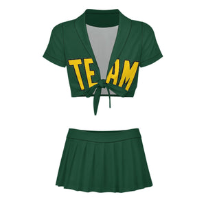 Custom Green Gold Cheerleading Uniform Set