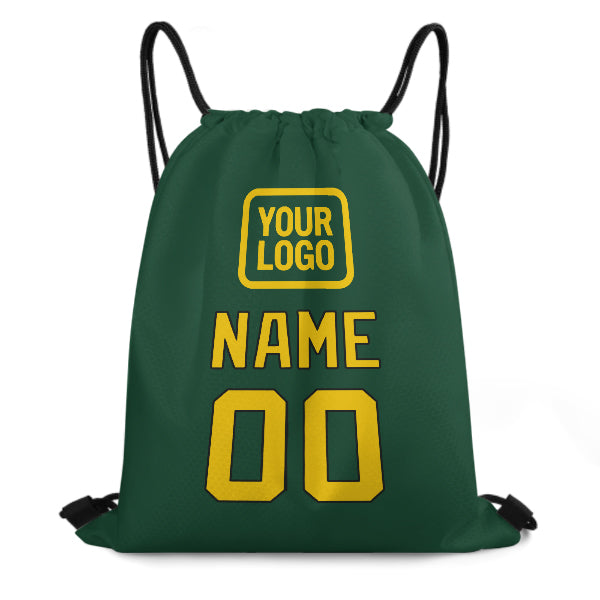Custom Green Gold Drawstring Bag
