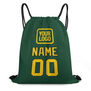 Custom Green Gold Drawstring Bag