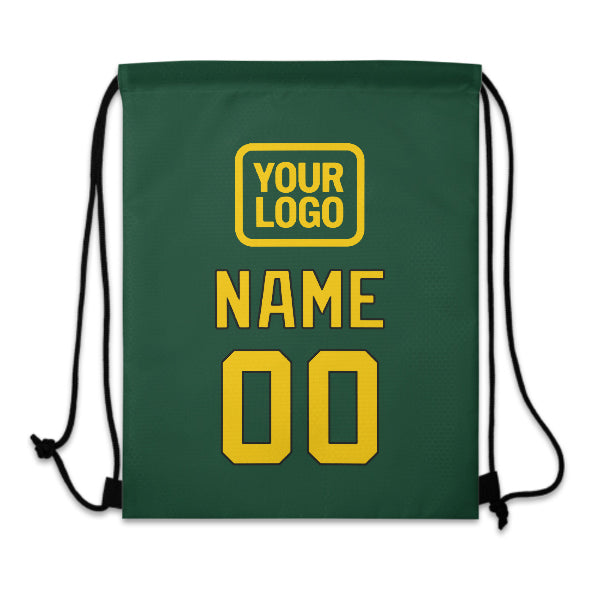 Custom Green Gold Drawstring Bag