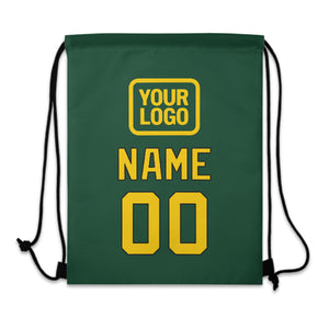 Custom Green Gold Drawstring Bag