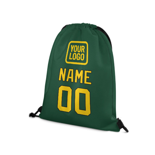 Custom Green Gold Drawstring Bag