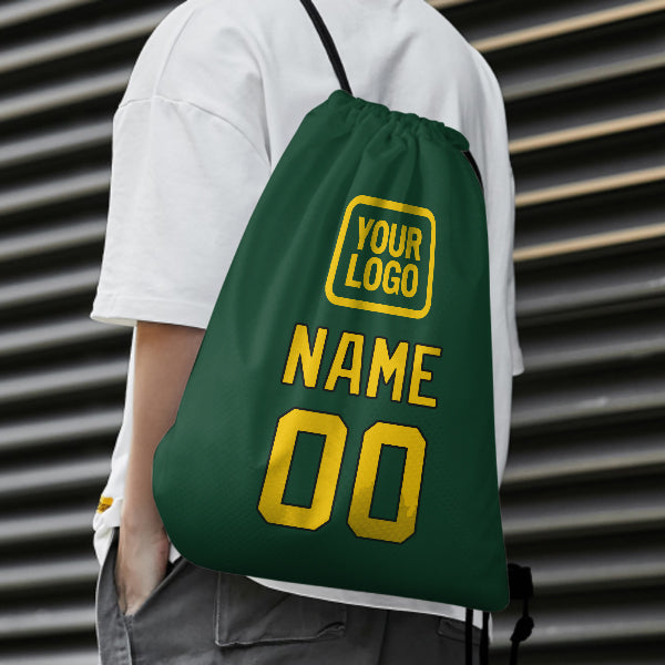 Custom Green Gold Drawstring Bag