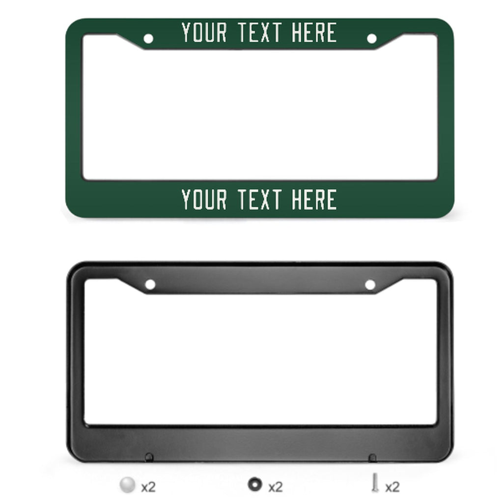 Custom Green White License Plate Frame