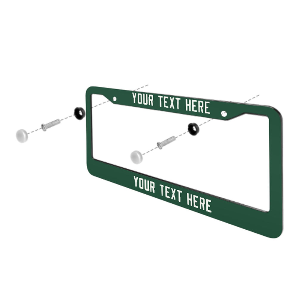 Custom Green White License Plate Frame
