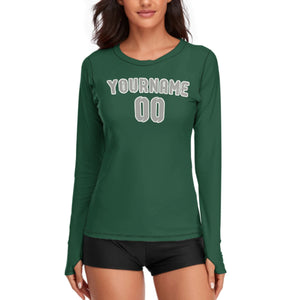 Custom Green Gray Women's Long-Sleeve Shirt