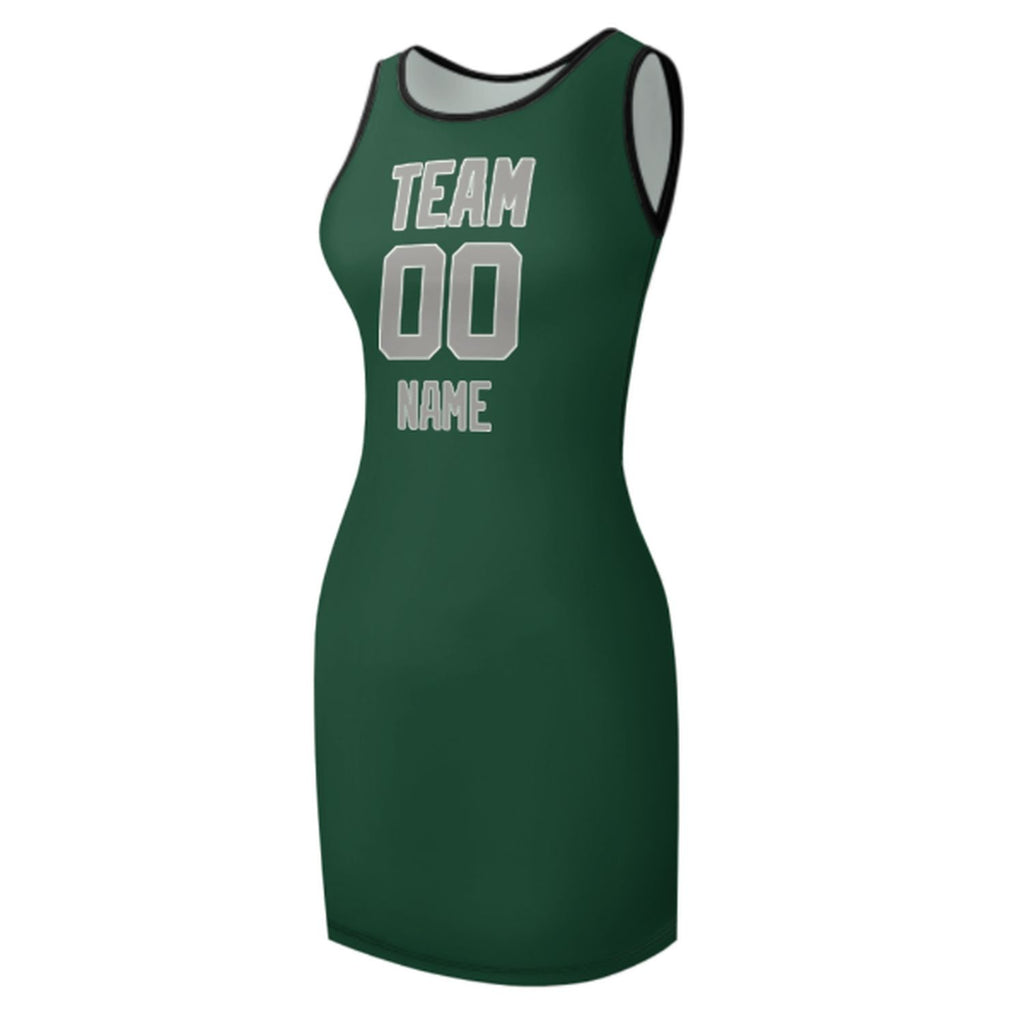 Custom Green Gray Sleeveless Vest Dress