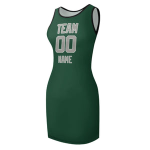 Custom Green Gray Sleeveless Vest Dress