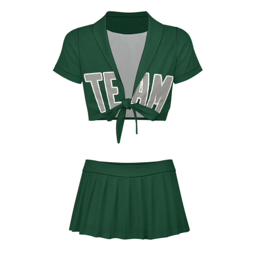 Custom Green Gray Cheerleading Uniform Set
