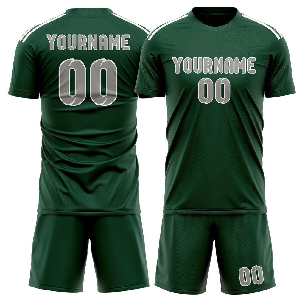 Custom Green Gray Soccer Jersey