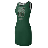 Custom Green Dark Green Sleeveless Vest Dress