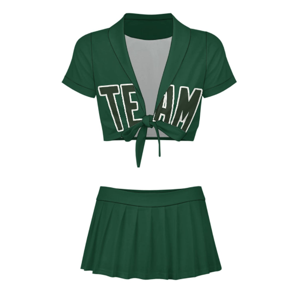 Custom Green Dark Green Cheerleading Uniform Set