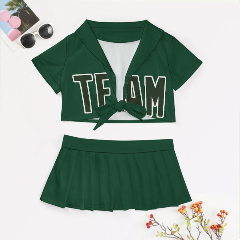 Custom Green Dark Green Cheerleading Uniform Set