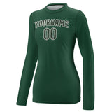 Custom Green Dark Green Women's Long-Sleeve Shirt
