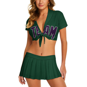 Custom Green Purple Cheerleading Uniform Set