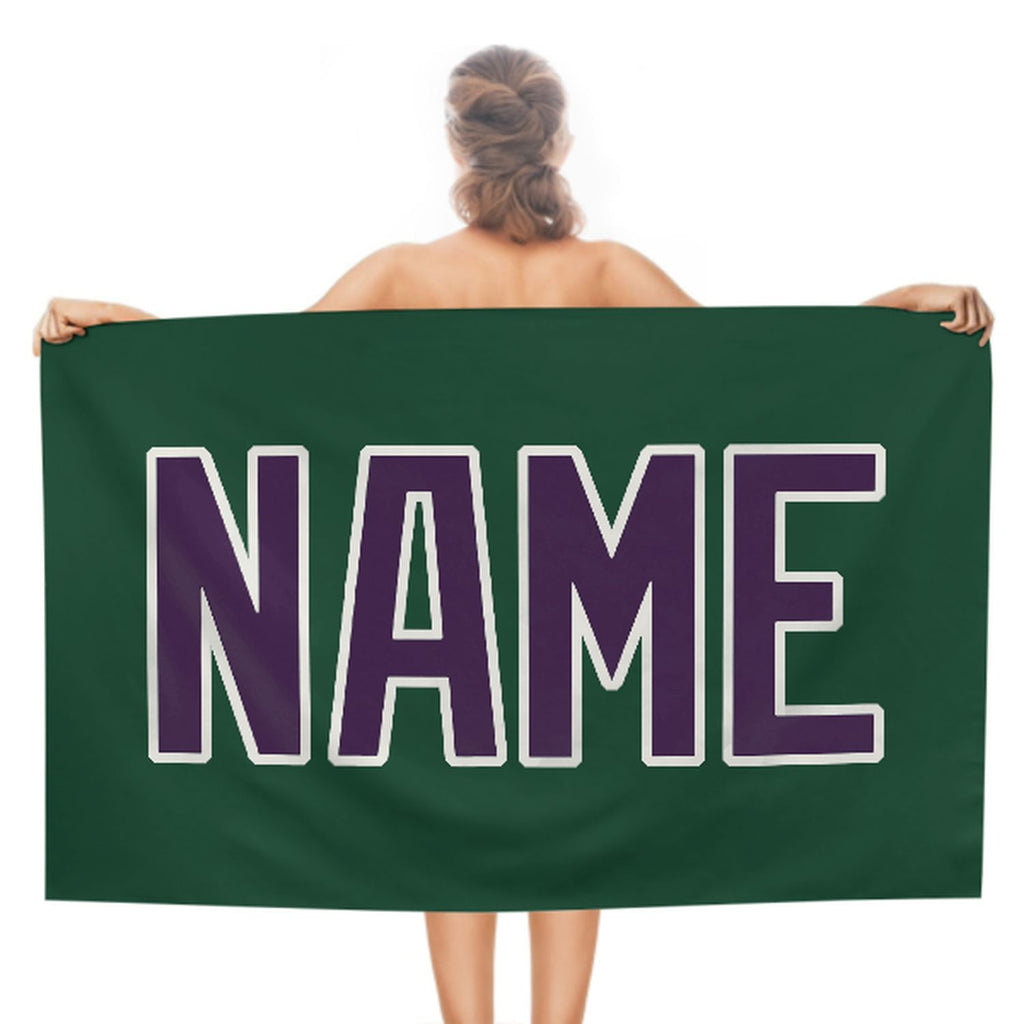 Custom Green Purple Beach Towel