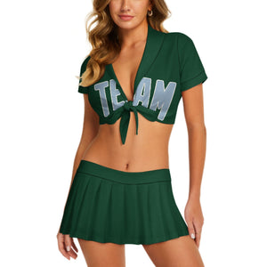 Custom Green Light Blue Cheerleading Uniform Set