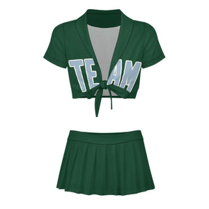 Custom Green Light Blue Cheerleading Uniform Set