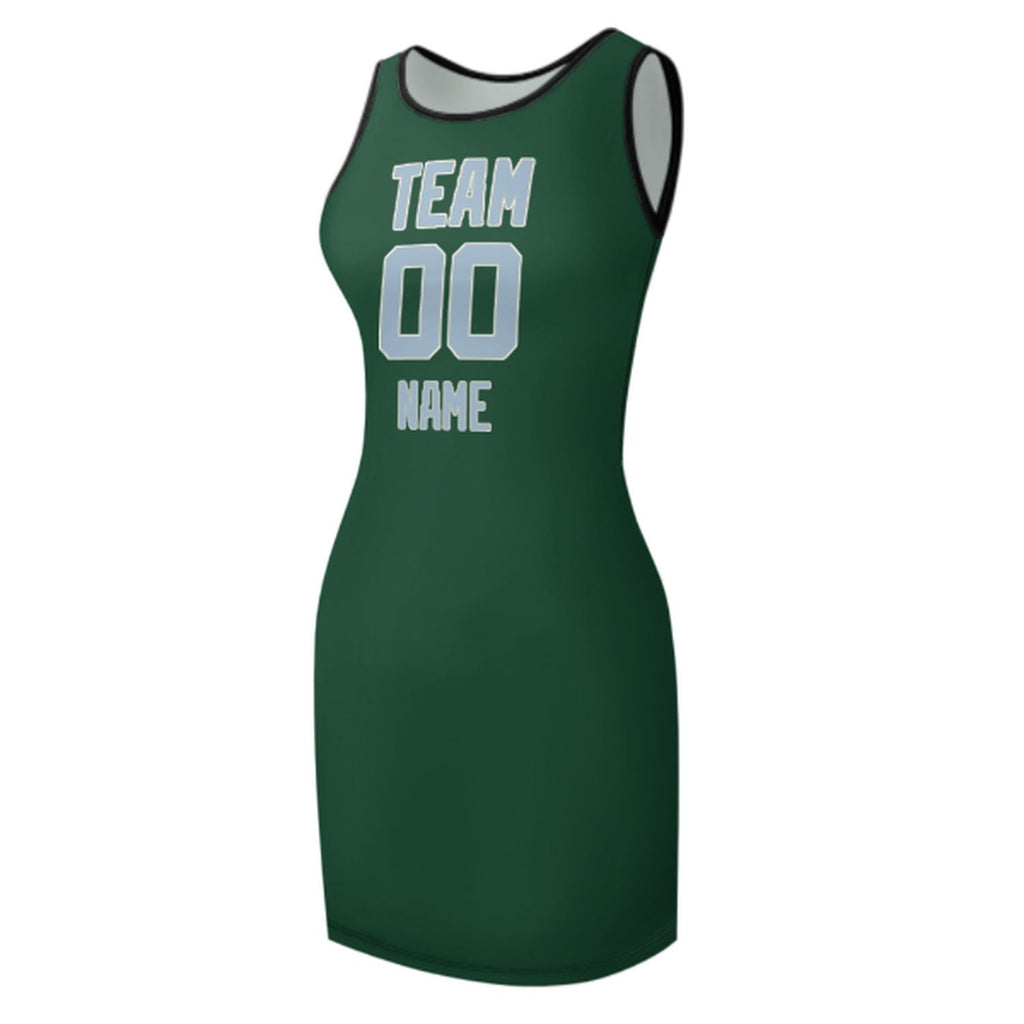 Custom Green Light Blue Sleeveless Vest Dress