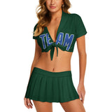 Custom Green Sky Blue Cheerleading Uniform Set