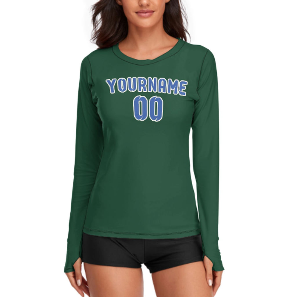 Custom Green Sky Blue Women's Long-Sleeve Shirt