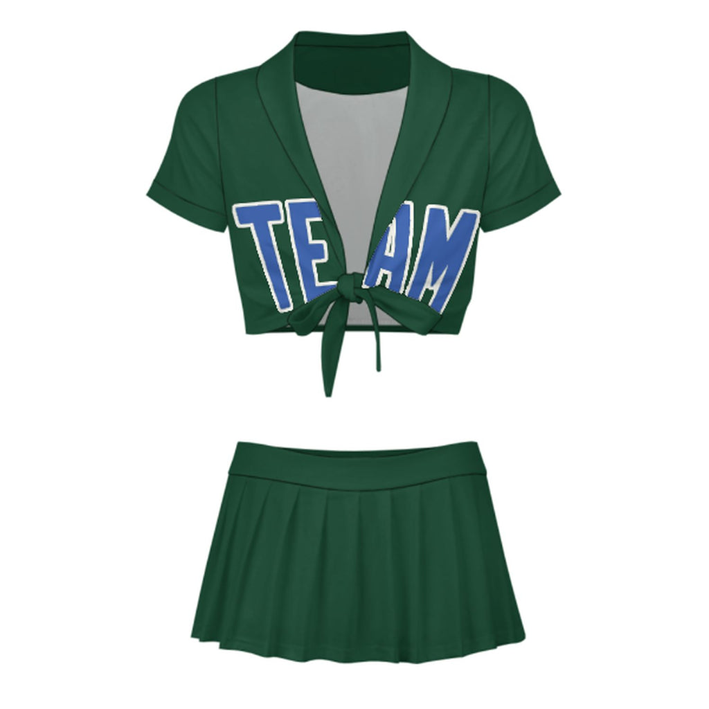 Custom Green Sky Blue Cheerleading Uniform Set