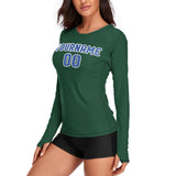 Custom Green Sky Blue Women's Long-Sleeve Shirt