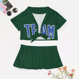 Custom Green Sky Blue Cheerleading Uniform Set