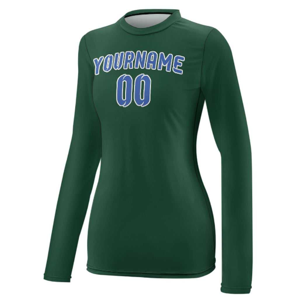 Custom Green Sky Blue Women's Long-Sleeve Shirt