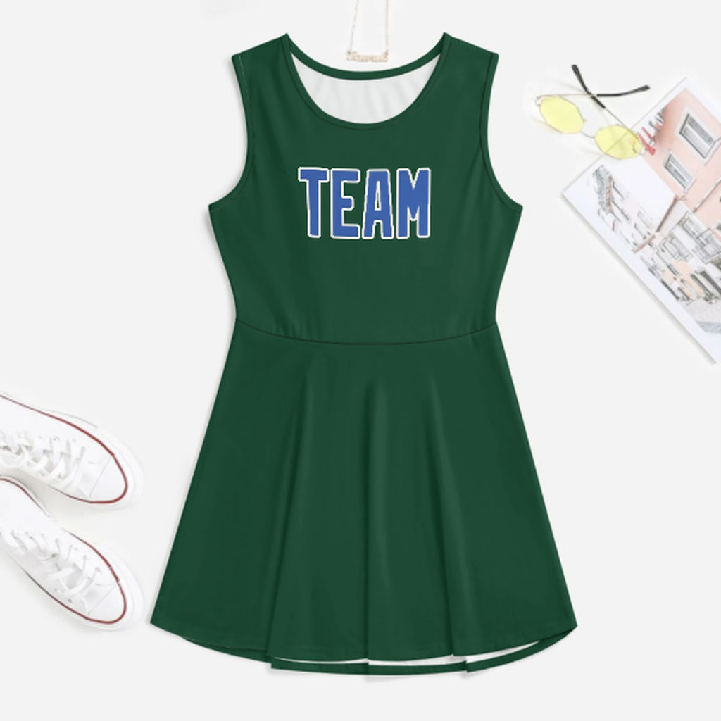 Custom Green Sky Blue Cheerleader Dress