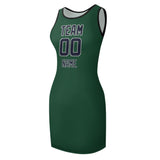 Custom Green Navy Sleeveless Vest Dress