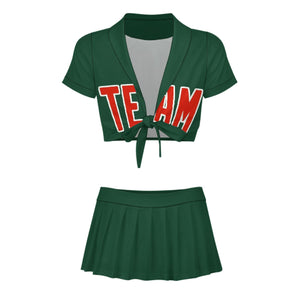 Custom Green Orange Red Cheerleading Uniform Set