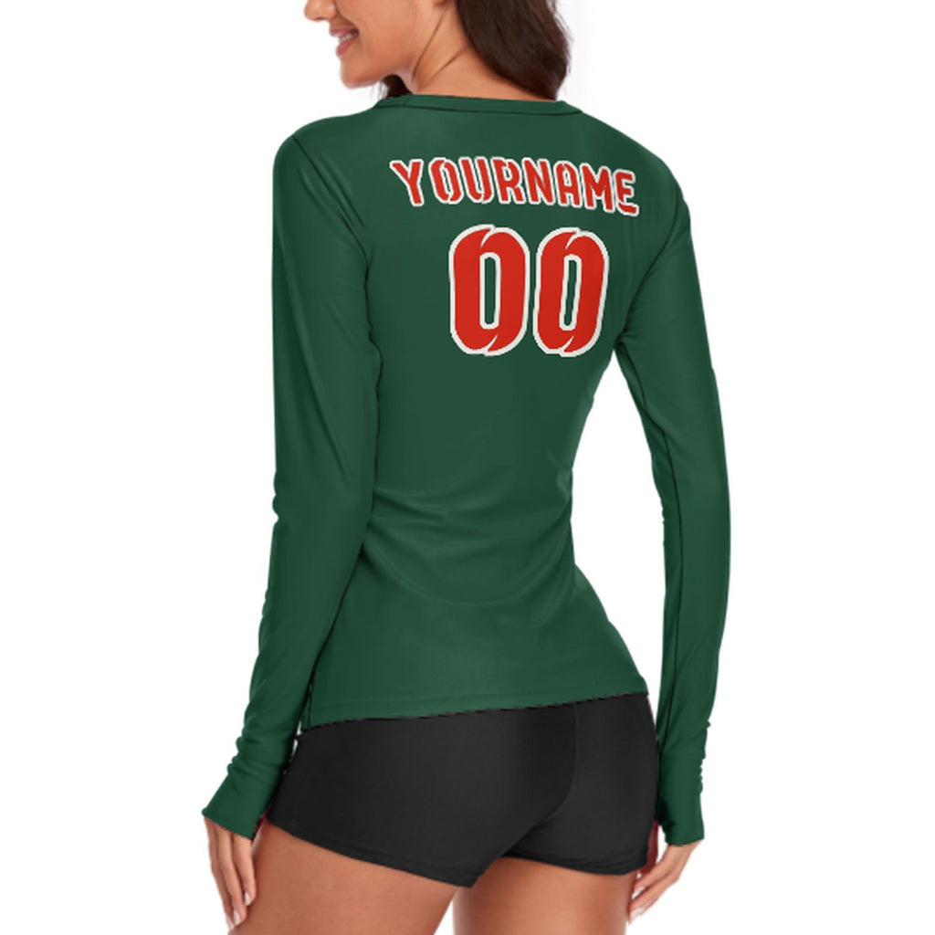 Custom Green Orange Red Women's Long-Sleeve Shirt