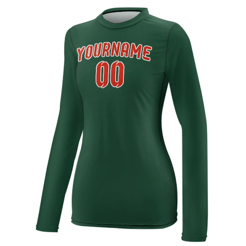 Custom Green Orange Red Women's Long-Sleeve Shirt