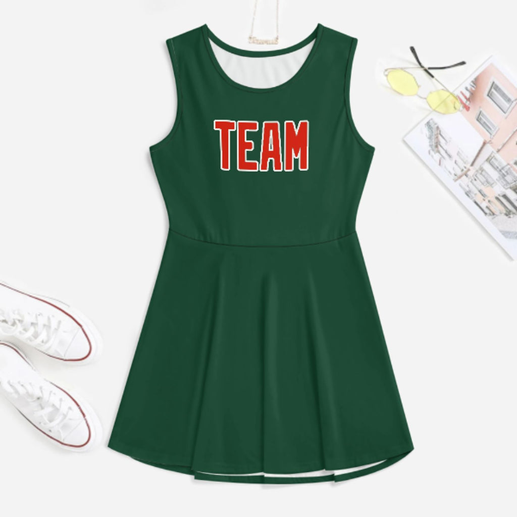 Custom Green Orange Red Cheerleader Dress