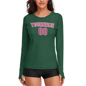 Custom Green Pink Women's Long-Sleeve Shirt