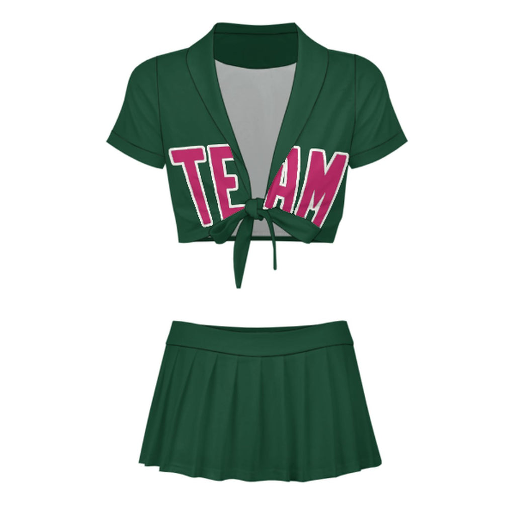 Custom Green Pink Cheerleading Uniform Set