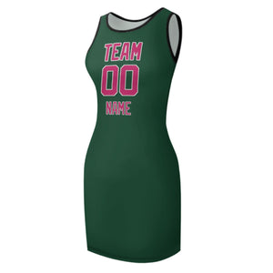Custom Green Pink Sleeveless Vest Dress