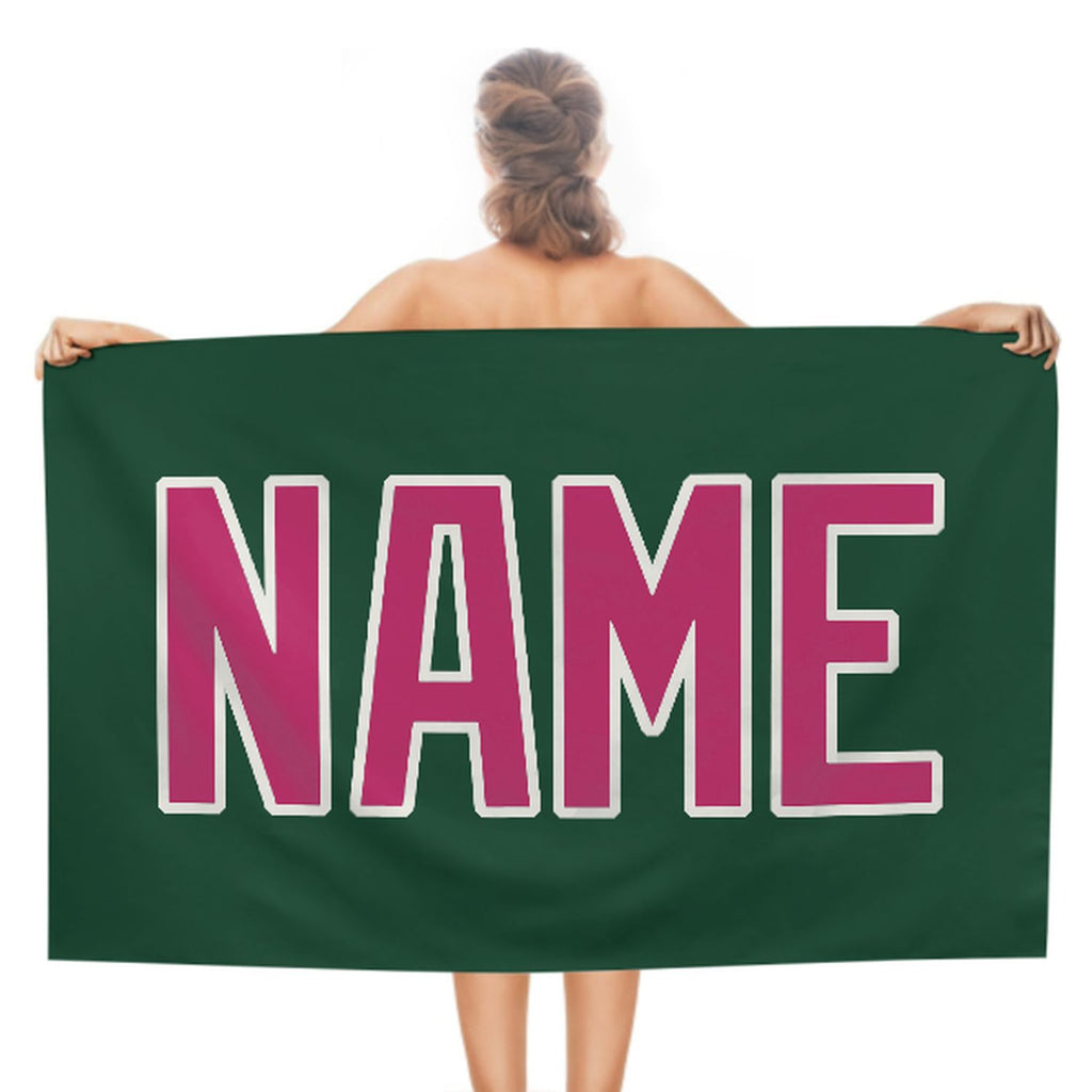 Custom Green Pink Beach Towel