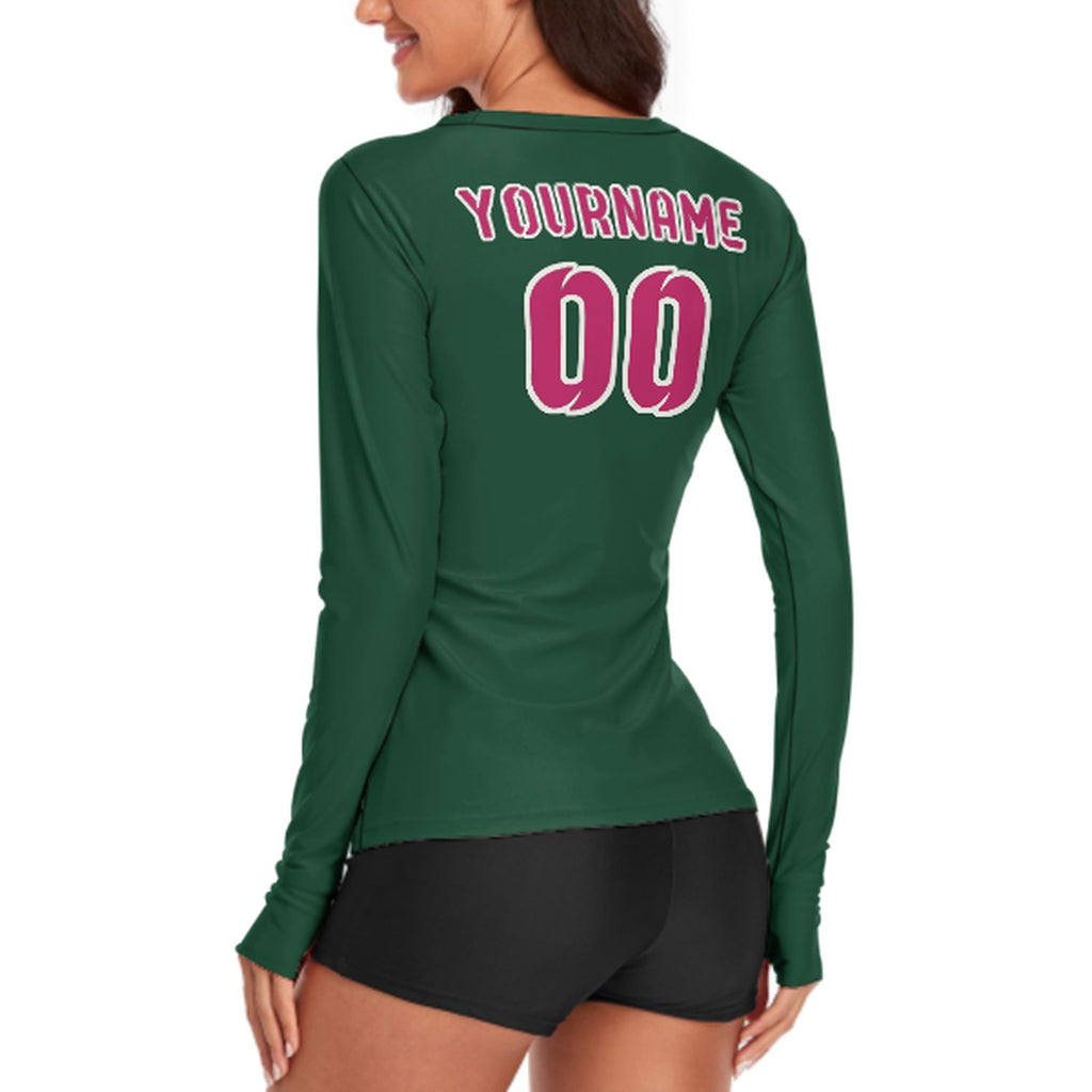 Custom Green Pink Women's Long-Sleeve Shirt