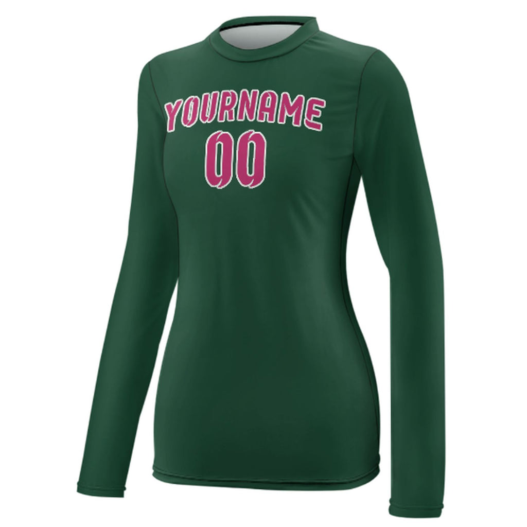 Custom Green Pink Women's Long-Sleeve Shirt