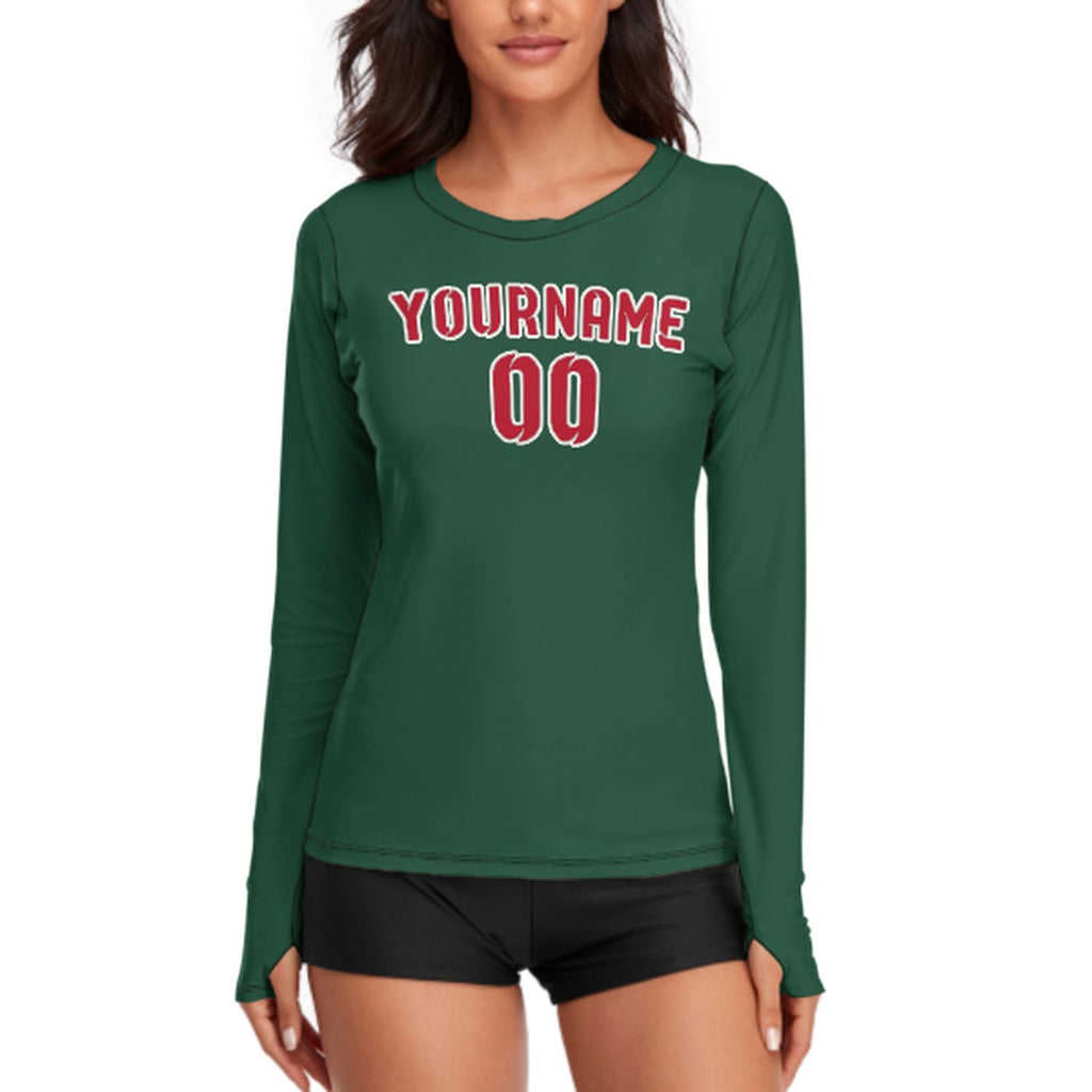 Custom Green Red Women's Long-Sleeve Shirt