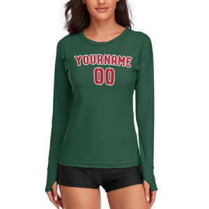 Custom Green Red Women's Long-Sleeve Shirt