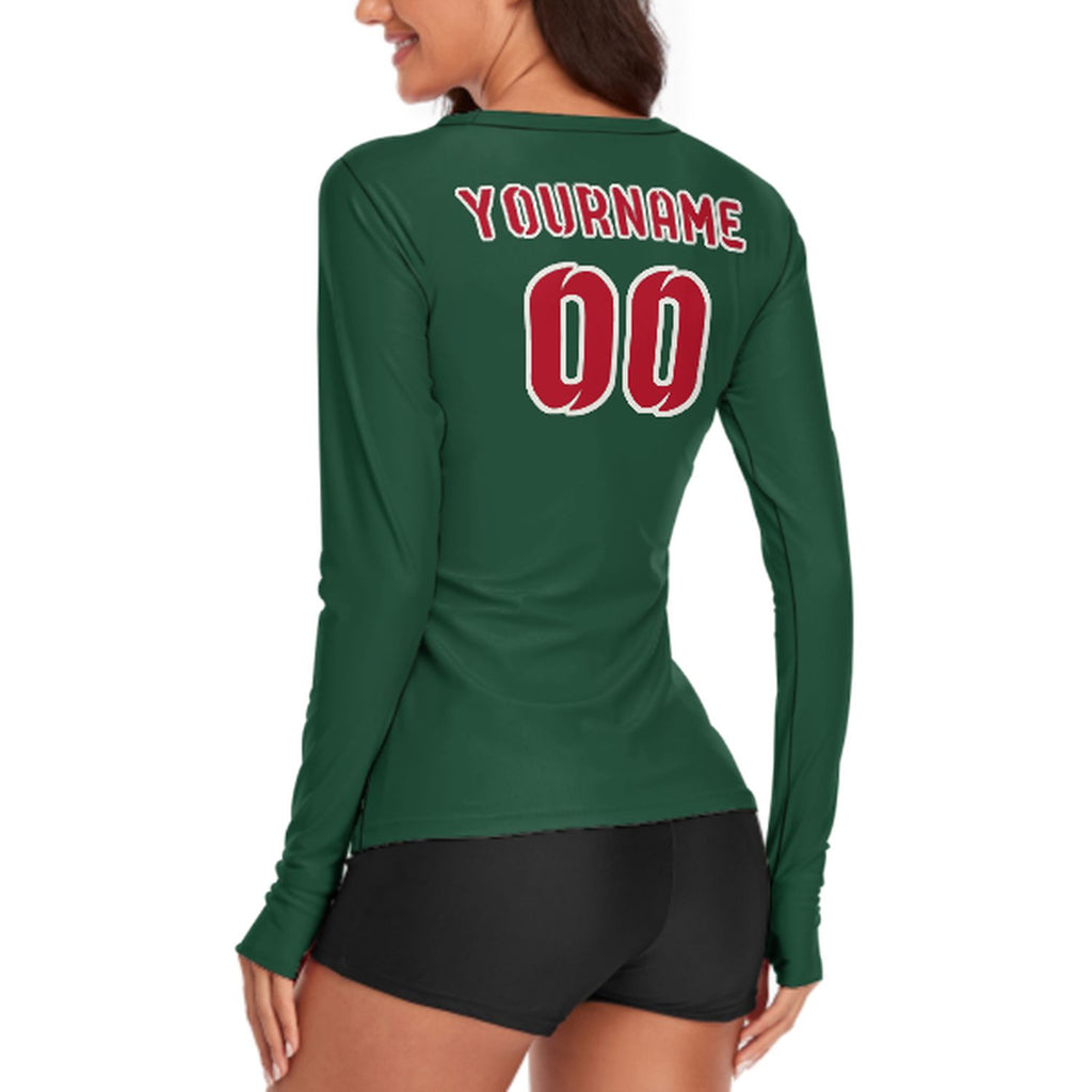Custom Green Red Women's Long-Sleeve Shirt