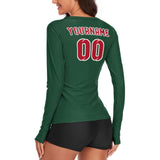 Custom Green Red Women's Long-Sleeve Shirt