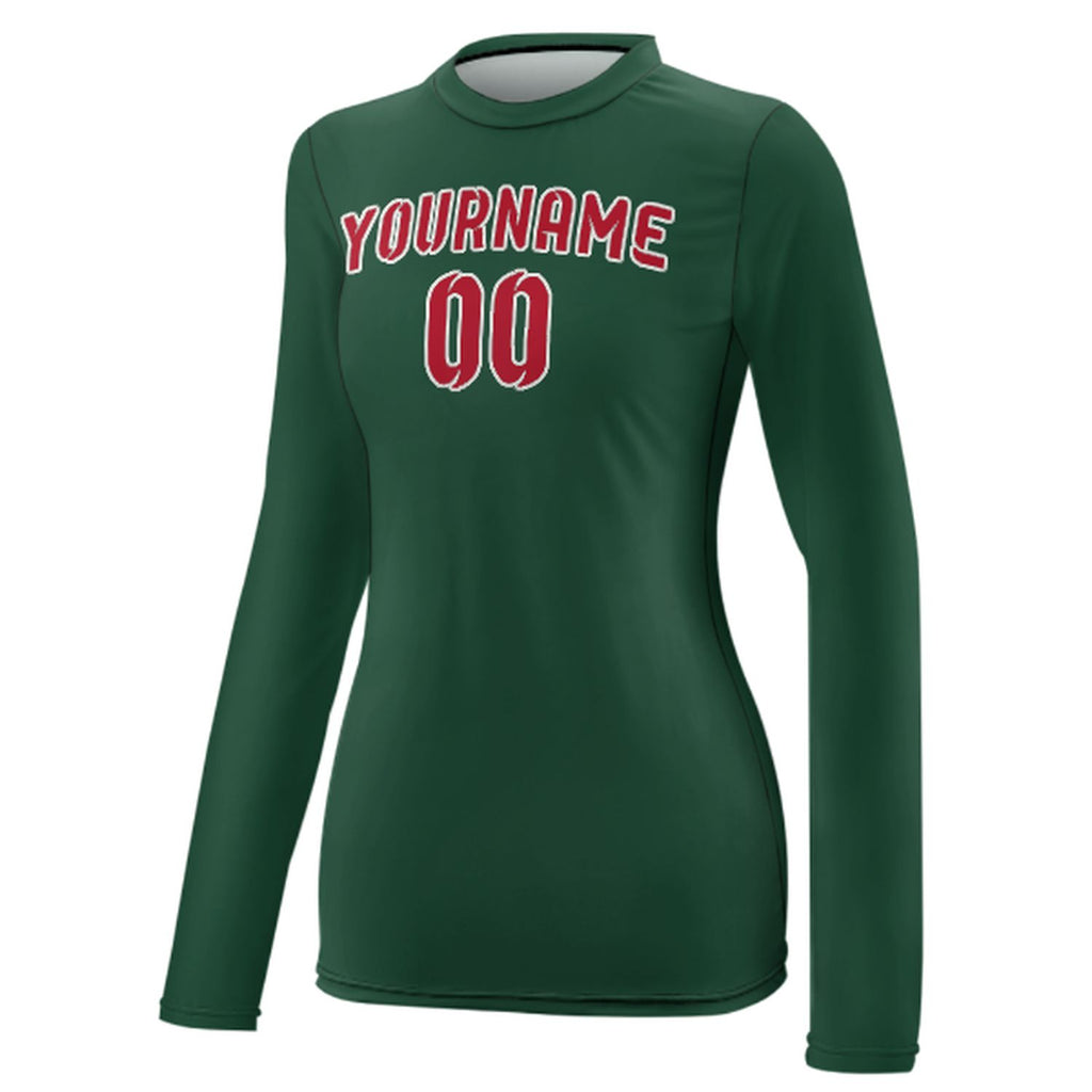 Custom Green Red Women's Long-Sleeve Shirt