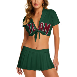 Custom Green Crimson Red Cheerleading Uniform Set