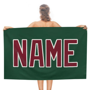 Custom Green Crimson Red Beach Towel