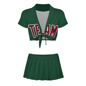 Custom Green Crimson Red Cheerleading Uniform Set